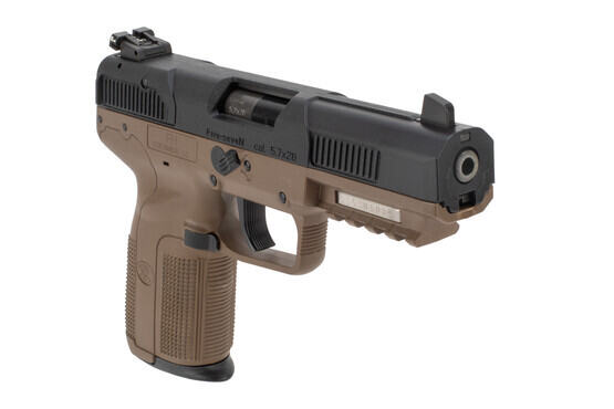 FN Five Seven 5.7x28 pistol FDE features a 10 round magazine for restricted states